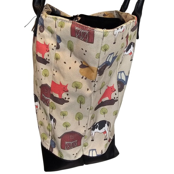 Jane‎ Marie Farm Animal Barn Print Tote Top Handle Bag Purse - Picture 6 of 12